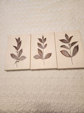 Trio Botanical Leaf Wall Panels - Beige and Brown